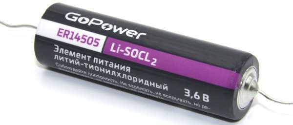 Батарейка GoPower 14505 PC1 Li-SOCl2 3.6V с выводами Элементы питания (батарейки) фото, изображение