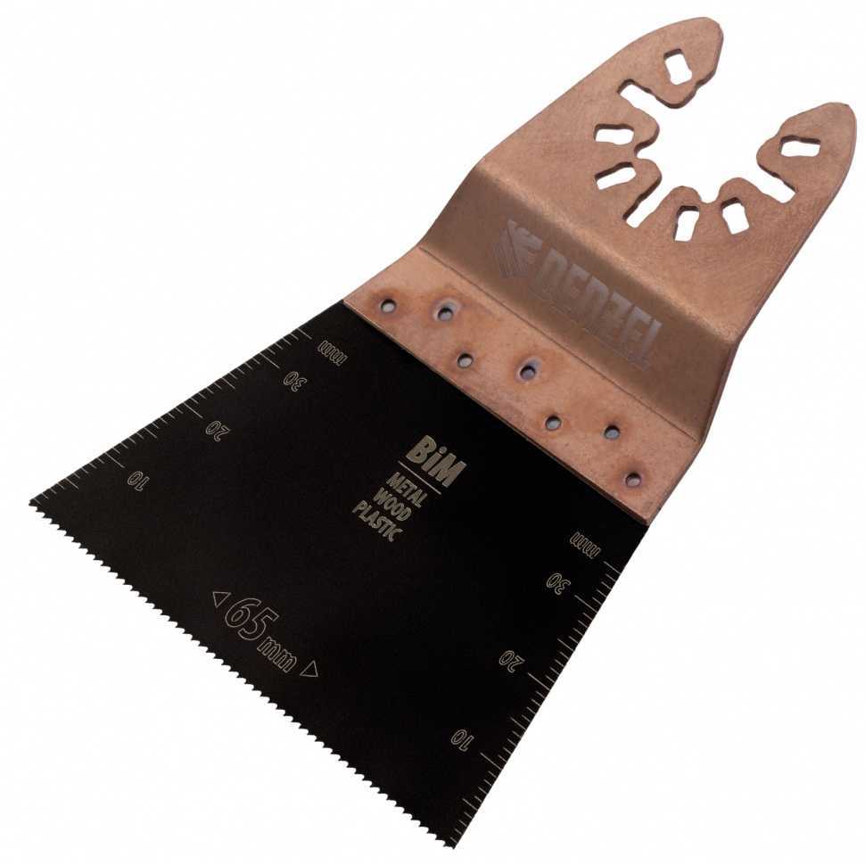 Насадка для МФИ режущая прямая, BiM, по металлу и дереву, 65 x 1.2 мм, мелкий зуб Denzel Насадки для многофункционального инструмента (МФИ) фото, изображение