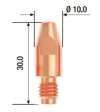 Fubag Контактный наконечник M8х30 мм ECU D=1.6 мм  (25 шт.) FB.CTM8.30-16 Аксессуары к горелкам TIG, MIG/MAG фото, изображение